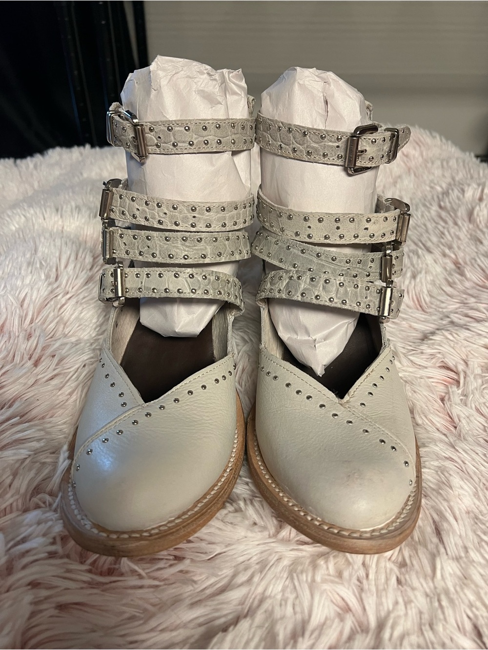 Freebird Felicity white multi Studded booties worn once!